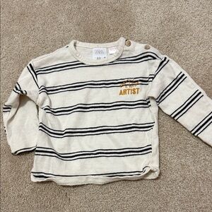 Zara Kids Cream and Black Striped Sweater